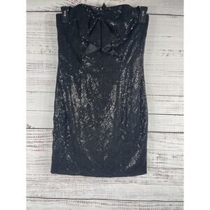 A B S Collection Dress Women's 6 Black Sequin Strapless Bow Party Cocktail USA